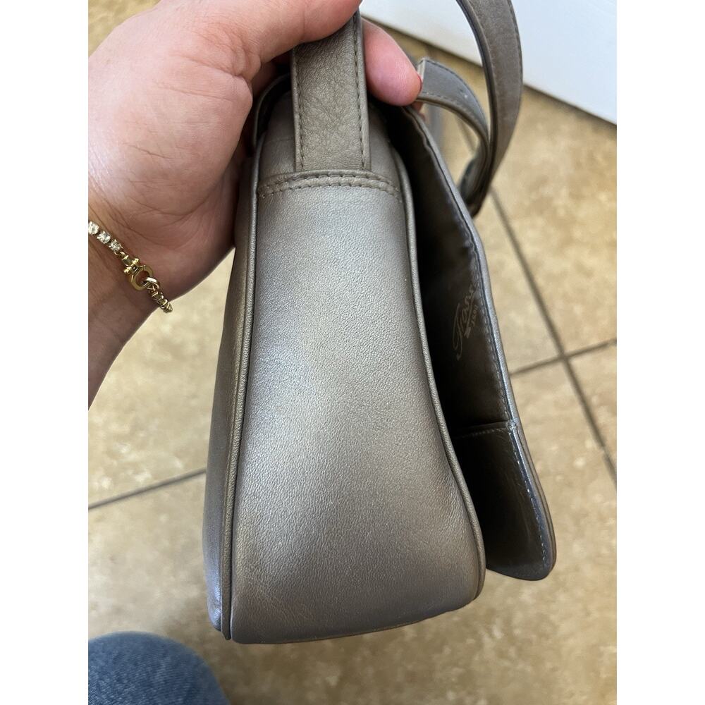 Vintage FOSSIL Crossbody Bag Cognac Grey Leather Flap Purse Turnkey Y2K - Picture 10 of 12